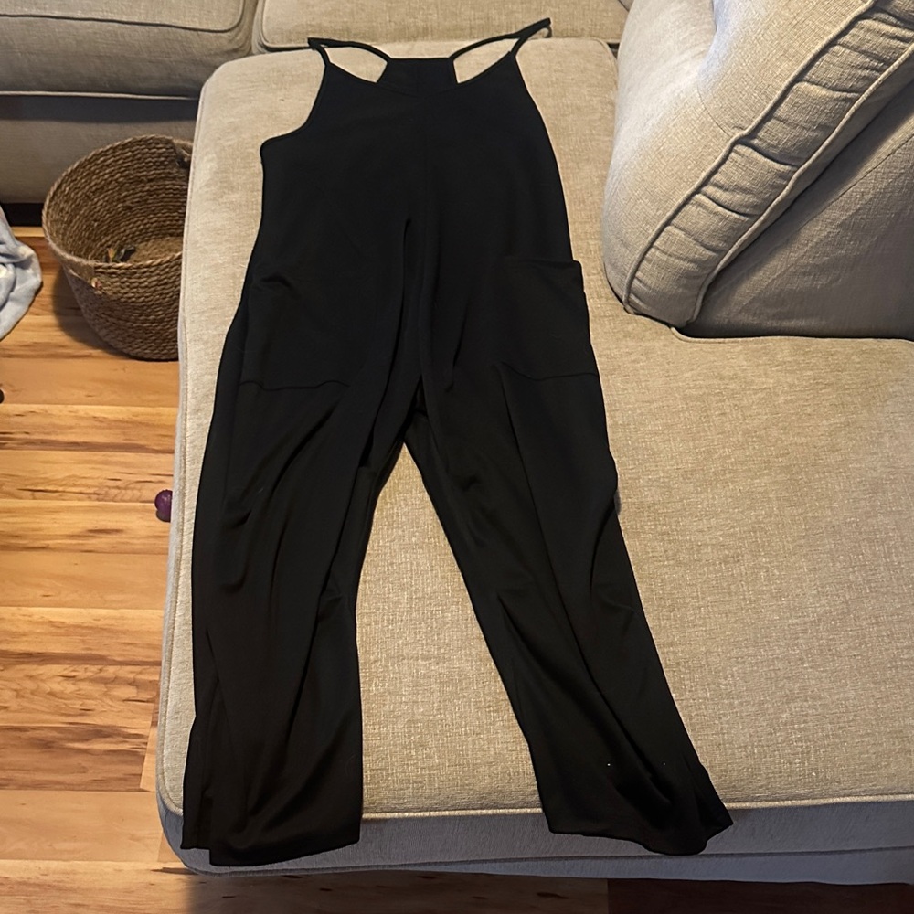 SHEIN Black Spaghetti-Strap Wide-Leg Jumpsuit